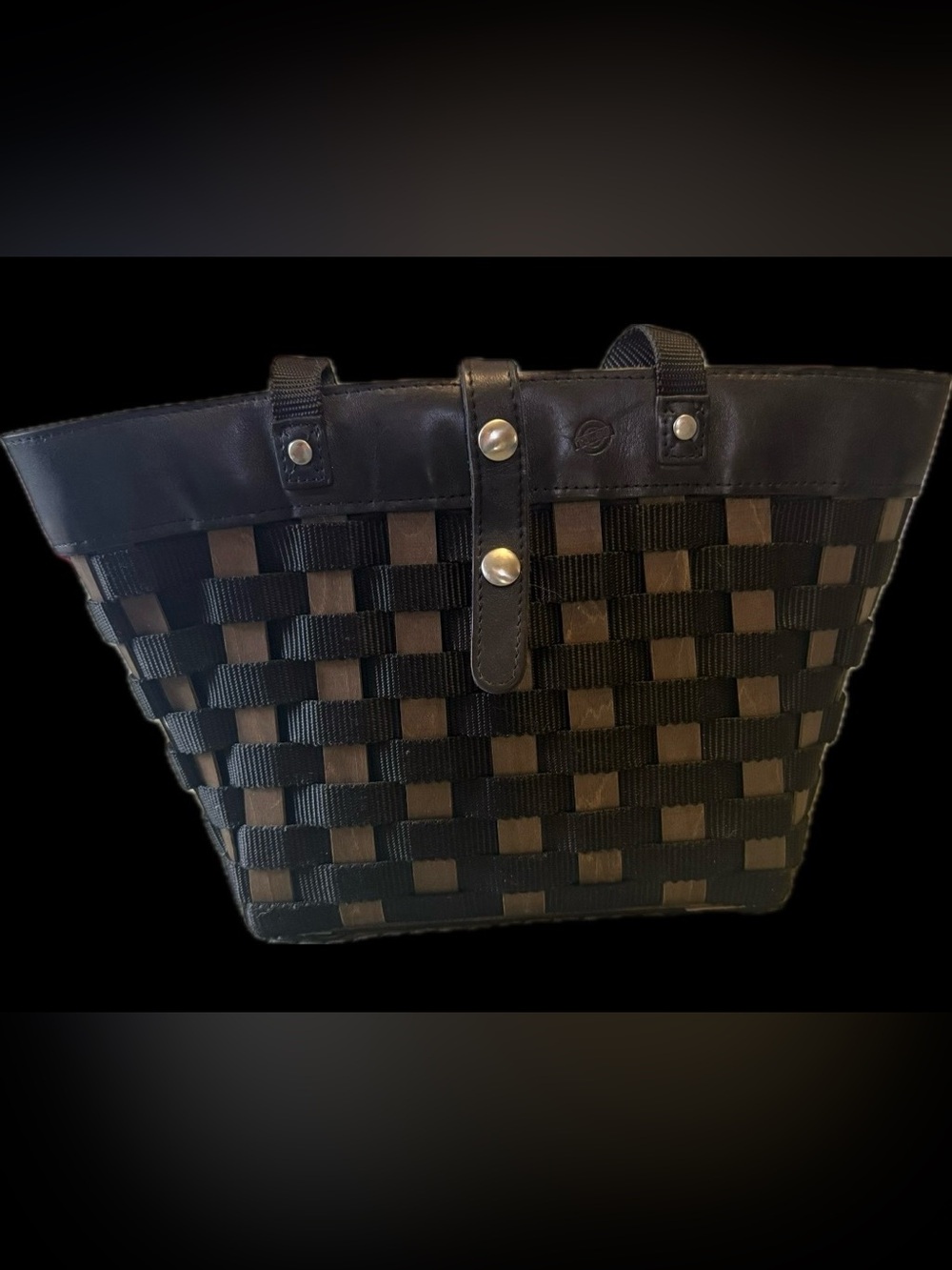 Longaberger Woven Black and Brown Tote Bag - Stylish Everyday Carry